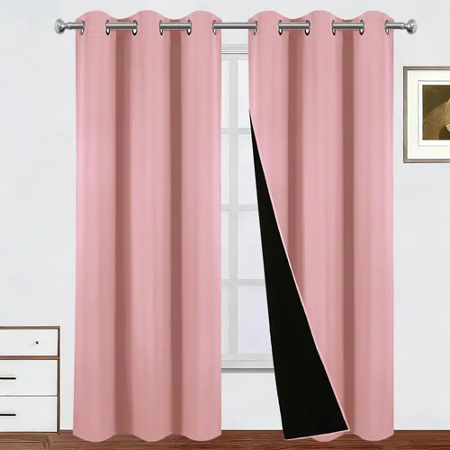 Miniatura 39 de LEMOMO Cortinas 100% opacas de 52 x 95 pulgadas, 2 paneles de oscurecimiento con aislamiento térmico para dormitorio Negro