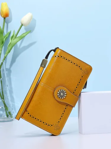 Miniatura 2 de Lavemi - Cartera de piel con bloqueo RFID para mujer, de gran capacidad, para llevarla a la muñeca