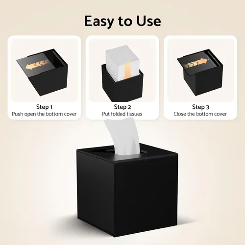 Miniatura 5 de HIIMIEI Funda para caja de pañuelos, soporte de pañuelos acrílico dispensador de servilletas para decoración de escritorio de hogar oficina Negro