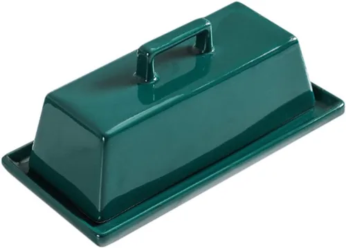 Miniatura 6 de Sizikato Mantequillera de porcelana con tapa, negro puro, 7.5 pulgadas