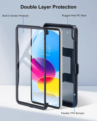 Miniatura 8 de DTTO Funda para iPad (A16) 11ª generación de 11 pulgadas 2025, funda para iPad de 10ª generación, soporte ajustable para vertical/paisaje, protector