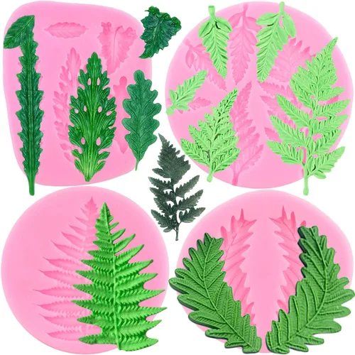 Miniatura 9 de ZiXiang Molde de silicona de hojas tropicales de flamenco, helecho, hojas de Monstera, moldes de fondant para decoración de cupcakes, decoración