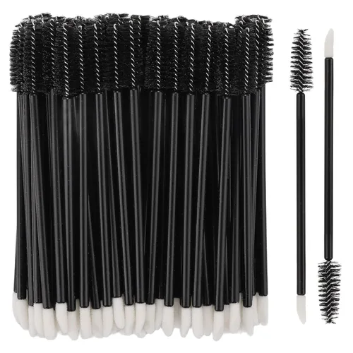 100 varitas de rímel desechables de doble extremo, cepillo de labios, aplicador de lápiz labial, carretes de cejas para extensiones de pestañas,