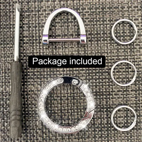 Miniatura 7 de Llaveros de cristal para mujer, con diamantes de imitación brillantes, sistema de llavero decorativo con 3 anillos de grupo, Oro, Pequeño, Bling