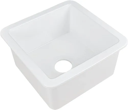 Miniatura 9 de DeerValley Fregadero de Cocina Empotrado de 45.7 cm L x 45.7 cm A Fregadero de Un Solo Tazón de Barro Refractario Cuadrado para Barra con Rejilla