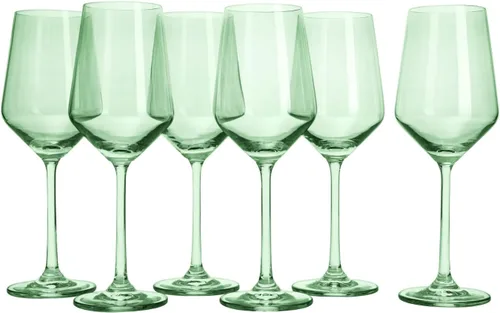 Miniatura 13 de Juego de copas de vino de colores, juego de 6 vasos de 12 onzas, tallo alto de estilo italiano único para vino blanco y tinto, agua, vasos