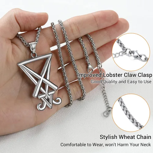 Miniatura 70 de PROSTEEL Satanic Jewelry Upside Down Cross Necklace for Men Women, 316L Stainless Steel/925 Sterling Silver Inverted Cross/Leviathan Cross Pendant