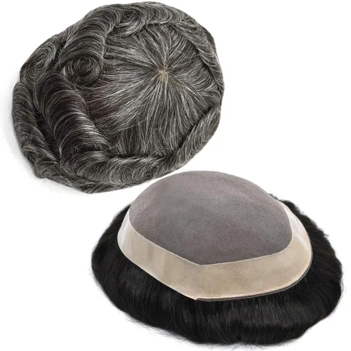 Miniatura 24 de Toupee - Sistema de cabello humano de repuesto para hombre, postizo fino monofilamento de piel de polietileno duradero alrededor de monofilamento