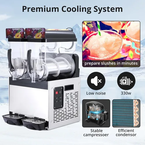 Miniatura 4 de Acekool Máquina comercial para granizados, 30L/8 galones congelada Margarita máquina, autolimpiante, máquina de granizado de acero inoxidable de 700