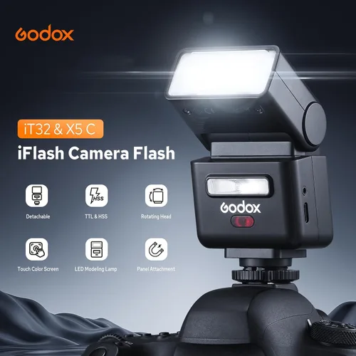 Miniatura 2 de GODOX IT32 TTL Flash de cámara con disparador de flash inalámbrico X5C para Canon, flash inalámbrico 2.4G HSS 1/8000s, receptor incorporado