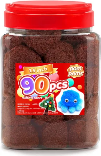 Miniatura 33 de Iooleem Pompones rosados – Tamaño surtido, 1200 piezas con ojos móviles, opciones de purpurina, perfectos para artes y manualidades