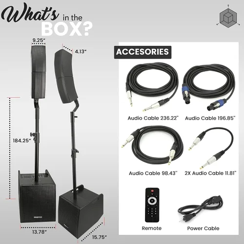 Miniatura 8 de Pyle Altavoz de columna Line Array - Sistema de sonido profesional y compacto con subwoofer de altavoz de 12 pulgadas, transmisión, amplificador