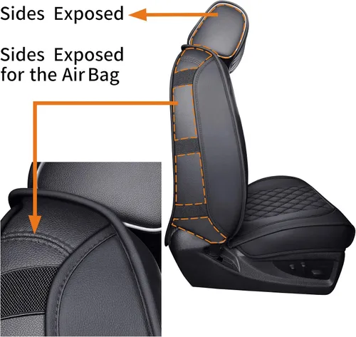 Miniatura 4 de Fundas de cuero para asiento delantero de automóvil, para Silverado Sierra Juego completo/Negro