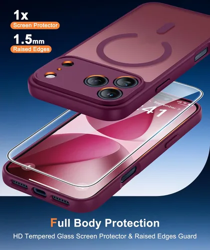 Miniatura 1089 de FNTCASE Funda para iPhone 17 Pro: Fundas delgadas translúcidas de color azul claro compatibles con MagSafe, protección completa de la cámara