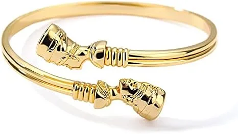 EGO VINA Pulseras de nefertiti de la reina egipcia de la joyería africana para las mujeres, pulsera ajustable vintage de acero inoxidable, regalos,