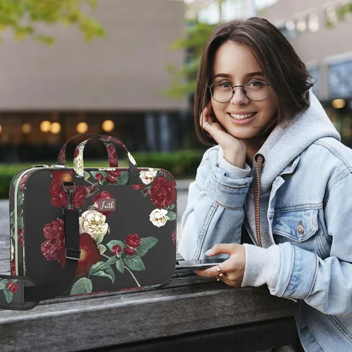 Miniatura 8 de DEHITE Bible Cover Case for Women – Floral Black Bible Bag Carrying Case – Messenger Bag