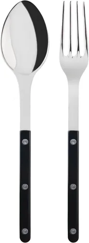 SABRE PARIS - Juego de 2 piezas para servir - Colección Bistrot - Tenedor grande y cuchara grande - Acero inoxidable y nailon - Apto para Negro