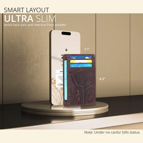 Miniatura 3 de Oak Leathers Leather Slim Minimalist Wallet for Men & Women RFID Front Pocket Leather Card Holder Wallets