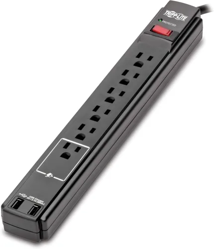 Ladrón de 4 enchufes Negro con USB Negro
