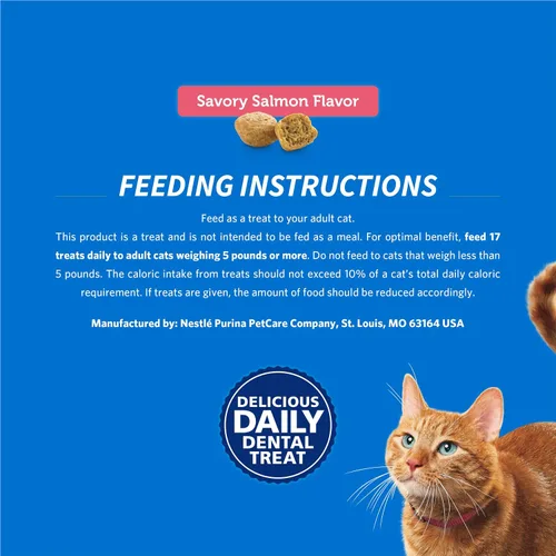 Miniatura 9 de Purina DentaLife Fabricadas en instalaciones de EE. UU. Golosinas dentales para gatos, sabor a salmón sabroso - Bolsa de 19 oz
