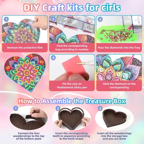 Miniatura 7 de Diakud Regalos para niñas de 6, 7, 8, 9, 10, 11 y 12 años, kits de arte de diamantes para niños de 8 a 12 años, juguetes para niñas de 10 a 12 años