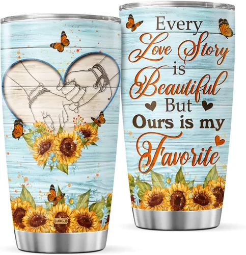 CUBICER Vaso de café para parejas, taza de viaje floral con tapa, regalos de cumpleaños para mujeres, esposa, novias, adultos, vasos con aislamiento