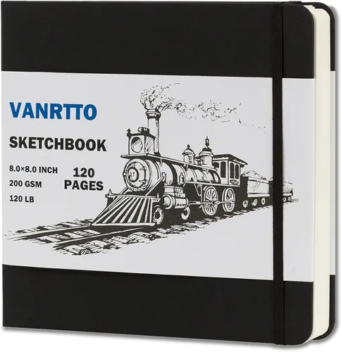 Cuaderno de bocetos de tapa dura, cuaderno de bocetos cuadrado con papel de dibujo grueso de 120LB/200GSM, bloc de dibujo de 120 páginas/60 hojas