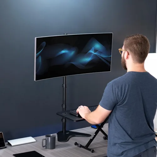 Miniatura 4 de VIVO, soporte para monitor LCD de computadora, para escritorio, con inclinación ajustable, con capacidad para pantallas de 1 a 27 pulgadas., Negro