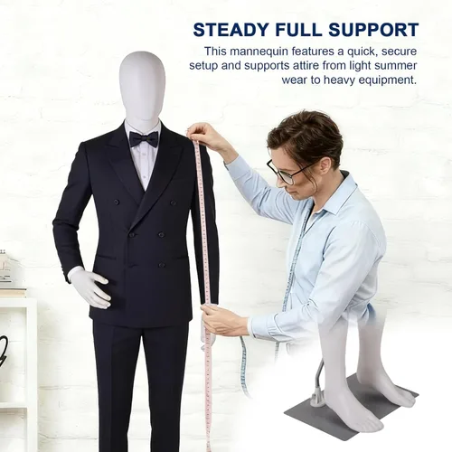 Miniatura 6 de Male Full Body Mannequin, Realistic Male Mannequin with Stand, Adjustable & Detachable Dress Form for Retail Clothing Display, Tailoring, Fashion