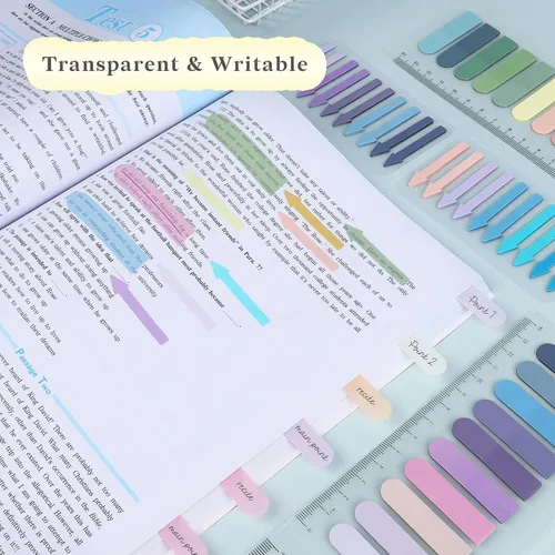 Miniatura 5 de Temiary Morandi - 1200 pestañas adhesivas para anotar libros, pestañas transparentes reutilizables, marcadores de página, pestaña de índice