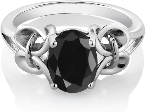 Miniatura 122 de Gem Stone King Anillo de compromiso ovalado con piedra natal para mujer, plata de ley 925, ovalado de 0.354 x 0.276 in, anillo de compromiso