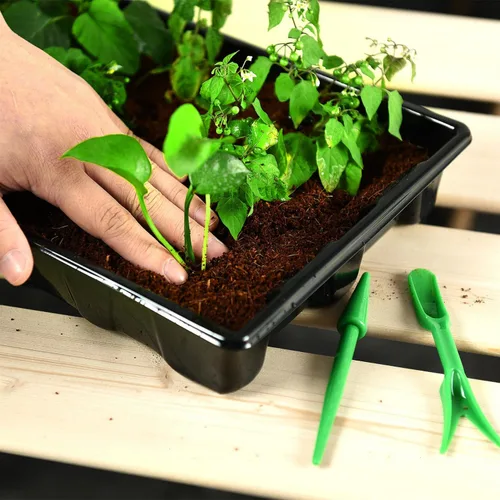 Miniatura 5 de YoleShy Paquete de 5 bandejas de inicio de semillas con cúpula reutilizables de plástico para cultivo de plantas con cúpulas de humedad espesadas