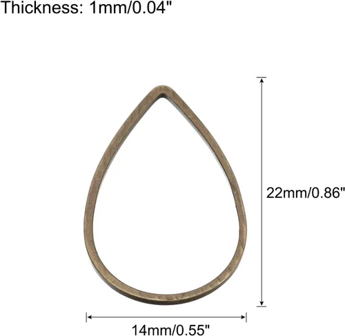 Miniatura 2 de MECCANIXITY Enlace de aro con cuentas de lágrima, bisel abierto para hacer joyas de aretes bronce