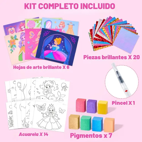 Miniatura 5 de JoyCat Libros para Colorear con Agua, Actividad de Arte y Manualidades, Arte de Princesa Sin Desorden para Niños de 4-8 Años, Kits y Suministros