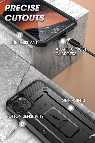 Miniatura 6 de SUPCASE Funda para iPhone 11 Pro Max con protector de pantalla (Unicorn Beetle Pro), [soporte integrado y clip para cinturón] Funda protectora Negro