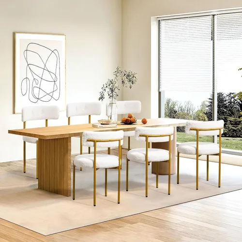 Miniatura 18 de AVAWING Juego de 6 sillas de comedor de piel sintética negra, modernas sillas de cocina tapizadas con patas de metal y respaldo curvo, sillas