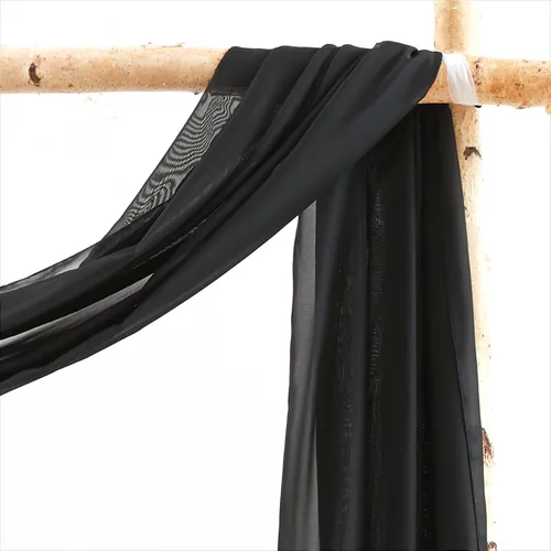 Miniatura 9 de Tela drapeada para arco de boda, 1 panel de 18 pies, cortina de telón de fondo transparente negro de gasa para boda, arco, ceremonia, cenefa
