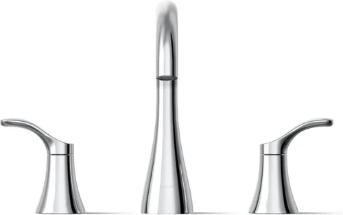 Miniatura 9 de KOHLER K-27390-4-CP Simplice® - Grifo de lavabo de baño con dos manijas de palanca y drenaje clicker, 1.2 GPM, cromo pulido