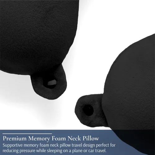 Miniatura 5 de Brookstone Almohada de viaje para el cuello - Funda de forro polar ligera en forma de U rellenable con espuma viscoelástica para viajes y soporte