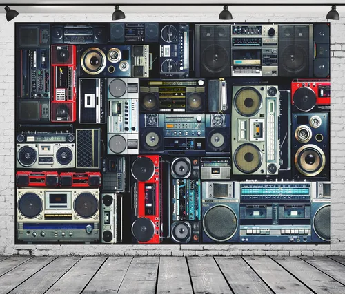 BELECO Fondo de pantalla retro para pared de los años 80, 5 x 3 pies, estilo vintage de los años 70, regreso a los años 80, 90, fiesta, música, DJ,