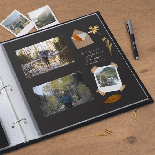 Miniatura 6 de 1DOT2 Álbum de fotos de 10 x 10 pulgadas con 3 anillos para manualidades, con 30 fundas de plástico, 60 páginas y cubierta de tela para bebés