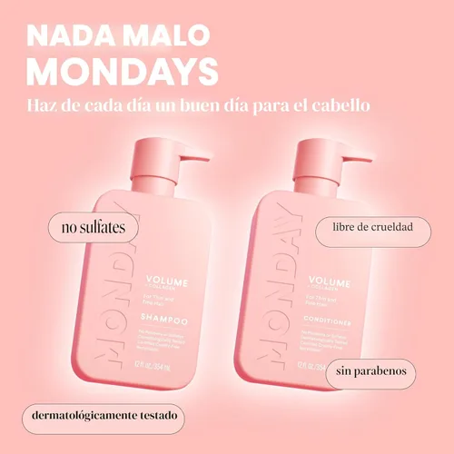 Miniatura 6 de MONDAY HAIRCARE Set de Champú y Acondicionador de Volumen (2 unidades) 12 onzas. Para cabello fino, delgado y graso. Hecho con aceite de coco