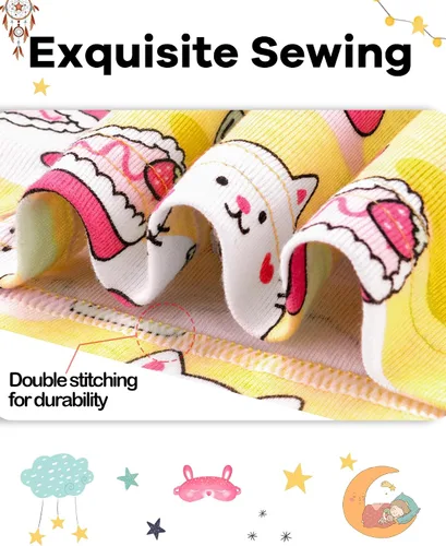 Miniatura 4 de Pijamas para niñas de 4 piezas, 100% algodón, talla 18 meses-12 años