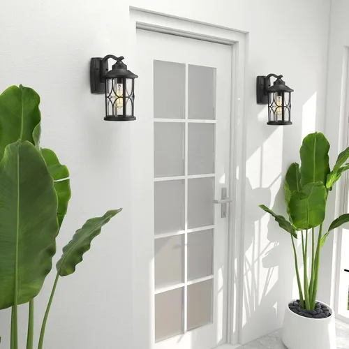 Miniatura 5 de zeyu 2 unidades de luces de aplique de pared para exteriores, luces modernas de granja para porche de casa, aluminio fundido en acabado blanco