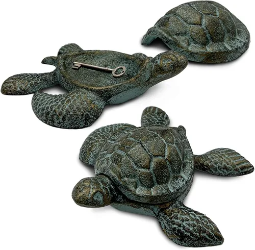 Miniatura 11 de Ocultador de llave de tortuga de hierro fundido – Llavero oculto para jardín al aire libre para llaves de repuesto, duradero ocultar una llave