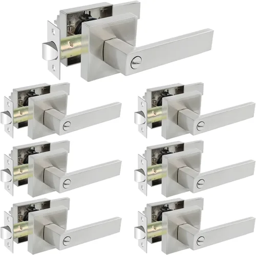 Miniatura 16 de KAMOTA Palancas de puerta de privacidad, 1 paquete de manijas de puerta de color negro mate, cerraduras de puerta de cama y baño, cerraduras