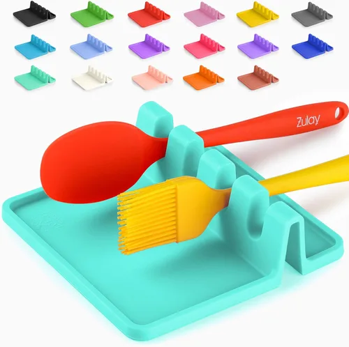 Miniatura 11 de Zulay - Soporte extragrande de silicona con bandeja antigoteo para múltiples utensilios de cocina, reposacucharas resistente al calor y sin BPA