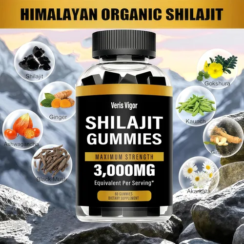 Miniatura 2 de Shilajit - Gomitas de 3000 mg para hombres y mujeres, gomitas naturales puras del Himalaya Shilajit con ácido fúlvico, vegano, apoyo de energía