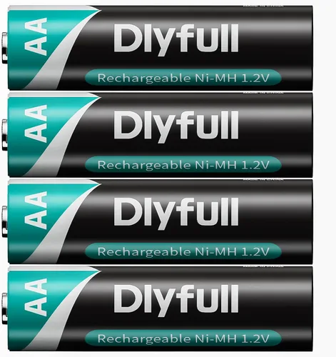 DLYPOW Baterías AA recargables, 1.2V NiMH 2800 mAh de alta capacidad precargadas doble A, paquete de 4