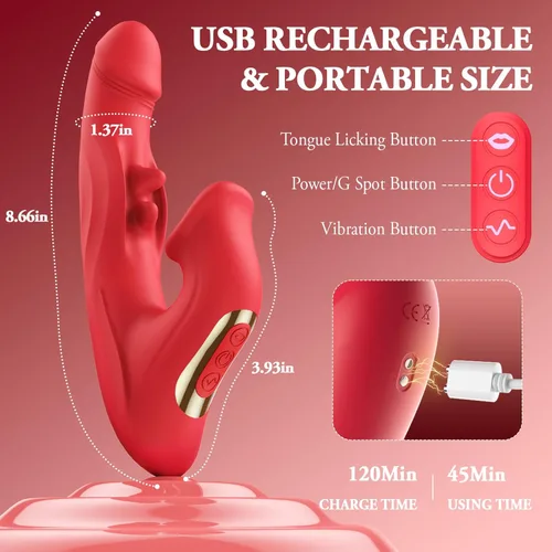 Miniatura 6 de Consolador de empuje vibrador mujer juguetes sexuales - Consoladores sexuales adultos juguete sexual punto G con meneo 10 empujando - Vibración